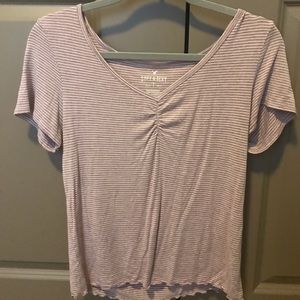 American eagle purple and white stripped top